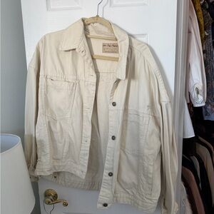 Free People Cream Oversized Shirt Jacket